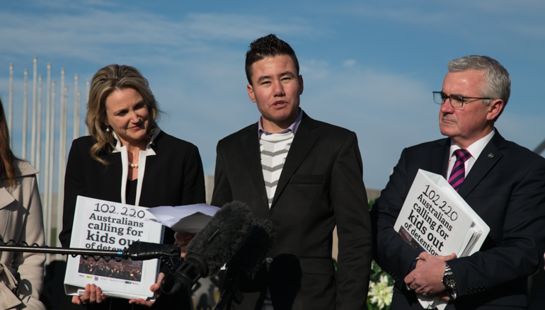 Bashir speaking at petition delivery