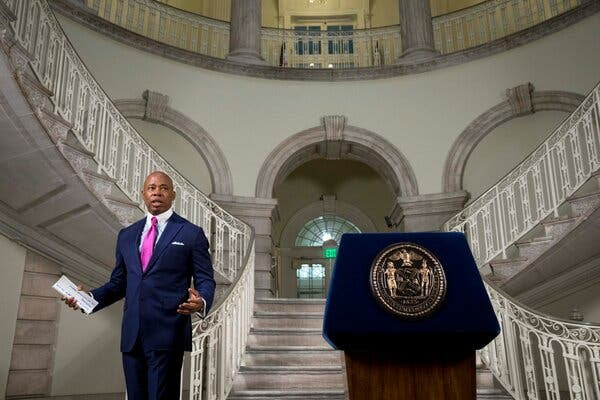 Mayor Eric Adams in City Hall in October. “I think that Adams is brave to try it,” Dr. Torrey said. “It’s going to be difficult. Does it make me nervous that it might fail? Yeah.”