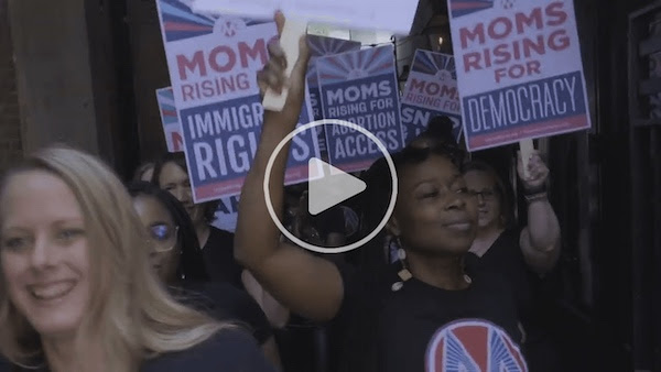 Moms Marching Video with Play Button