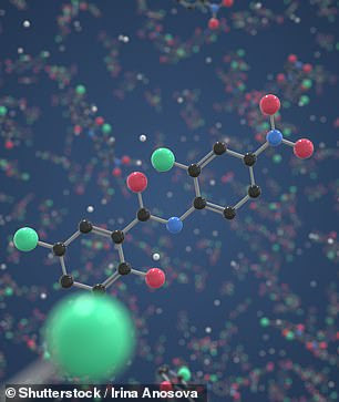 The team found that Niclosamide (whose molecular structure is pictured) blocks a protein which COVID-19 uses to force infected cells to merge with their neighbours