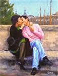 Love in Paris, 8x10 Oil Painting on Canvas Panel - Posted on Sunday, January 25, 2015 by Carmen Beecher