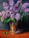 "Lilacs in Silver Vase" - Posted on Saturday, April 11, 2015 by Mary Ashley