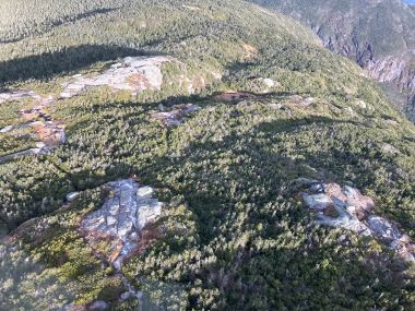 aerial view of mountain from helicopter