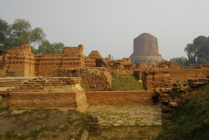 An ancient Buddhist monastery near Dhamekh Stupa in Sarnath. From wikipedia.org