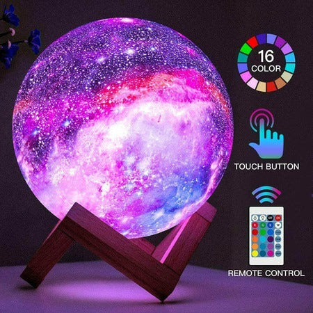 16 Colors LED Moon Lamp Night Light 3D Galaxy