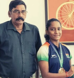 Aditya Yadav with her coach