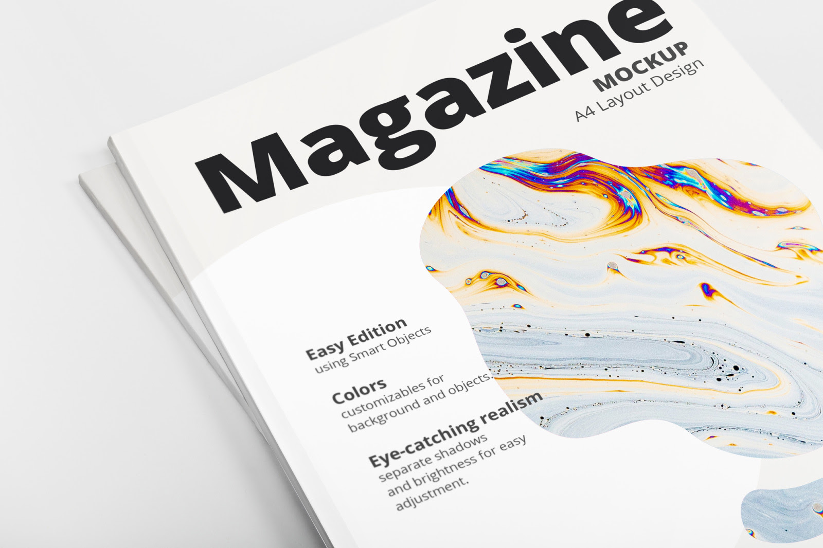 A4 Magazine Mockup in Stationery Mockups on Yellow Images Creative Store