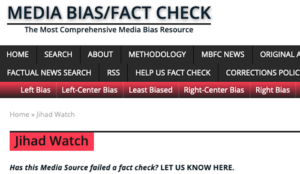 Media Bias/Fact Check defames Robert Spencer and Jihad Watch, ignores request for evidence of their claims