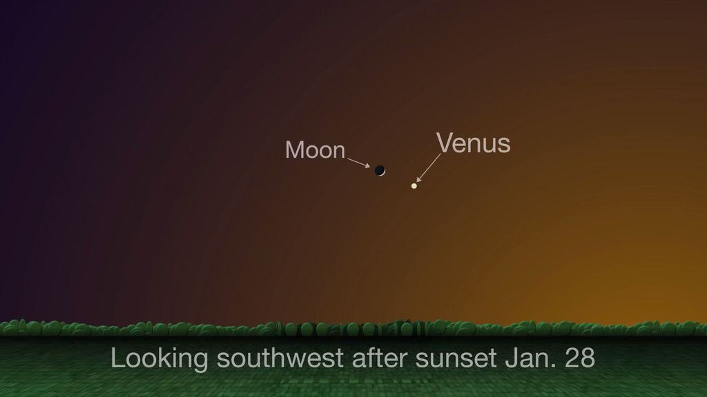 The 'evening star' Venus swings by the crescent moon today. Here's how to see it.