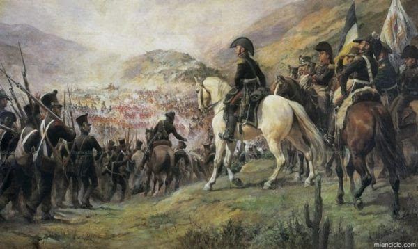 El 14 de febrero de 1817 el generalargentino José de San Martín entra triunfal en Santiago de Chile