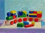 Wooden Train,still life,oil on canvas,9x12,price$400 - Posted on Wednesday, December 24, 2014 by Joy Olney