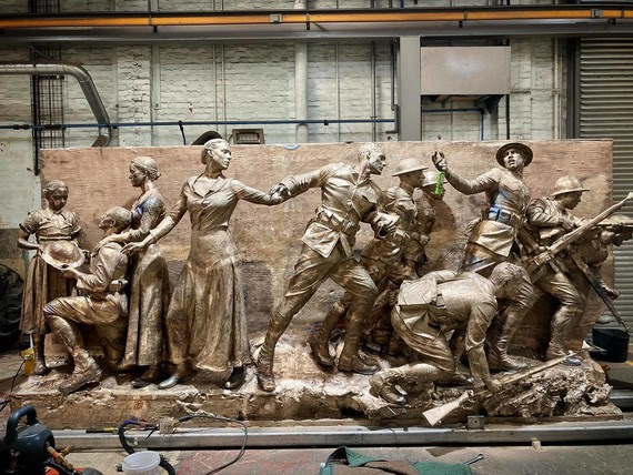 Bronze assembled for initial section of memorial at Pangolin in UK.