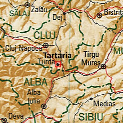 Tartaria/Turda in Romania nella valle del Mures, in provincia di Alba. Qui sono state trovate le tavolette con la scrittura più antica del mondo. „Alba in Romania“ von TUBS - Eigenes WerkDiese Vektorgrafik wurde mit dem Adobe Illustrator erstellt.Diese Datei wurde mit Commonist hochgeladen ..Diese Vektorgrafik enthält Elemente die von folgender Datei entnommen oder adaptiert wurden: Romania location map.svg (von NordNordWest).. Lizenziert unter Creative Commons Attribution-Share Alike 3.0 über Wikimedia Commons - http://commons.wikimedia.org/wiki/File:Alba_in_Romania.svg#mediaviewer/Datei:Alba_in_Romania.svg