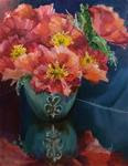 Poppies & Turquoise_11 x 14 Oil, Still Life - Posted on Friday, March 27, 2015 by Donna Pierce-Clark