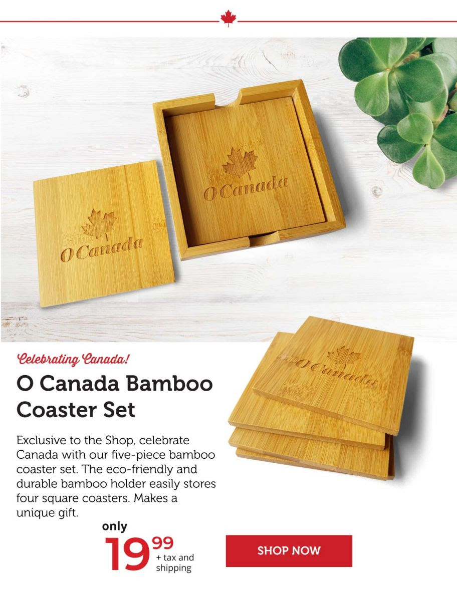 Celebrating Canada O Canada Bamboo Coaster Set