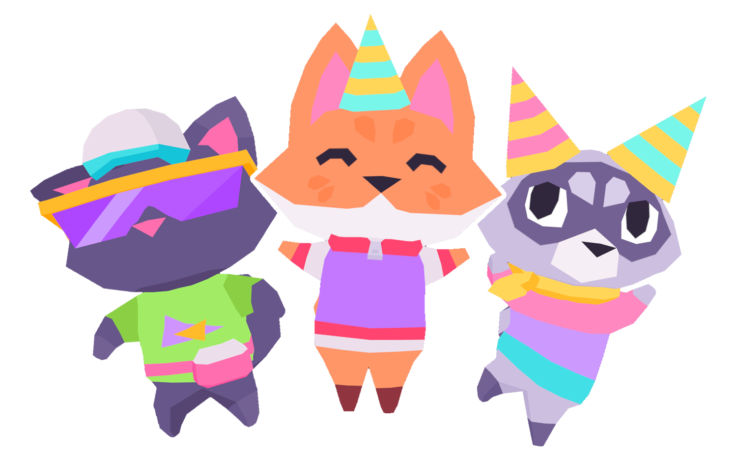 Sorrel, Fennel, and Cilantro wearing party hats