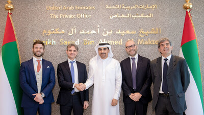 From left to right: Andrea Ronchi, Head of UAE Market at Datrix; Fabrizio Milano D’Aragona, Co-Founder & CEO of Datrix; Hisham Al Gurg, CEO of Seed Group and the Private Office of Sheikh Saeed bin Ahmed Al Maktoum; Mauro Arte, Co-founder and COO of Datrix; Prof. Enrico Zio, Scientific Director of Datrix