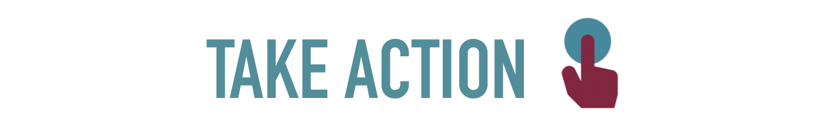 TAKE ACTION - pointer finger tapping a dot - header text image