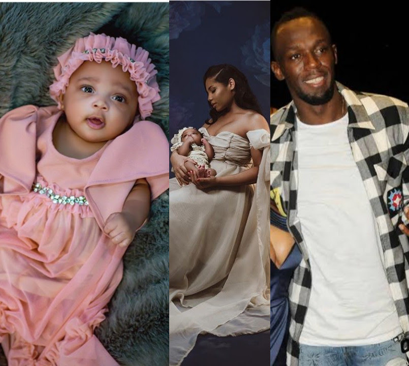 Usain Bolt posts pictures of his newborn daughter for the first time as he reveals her name is Olympia Lightning Bolt