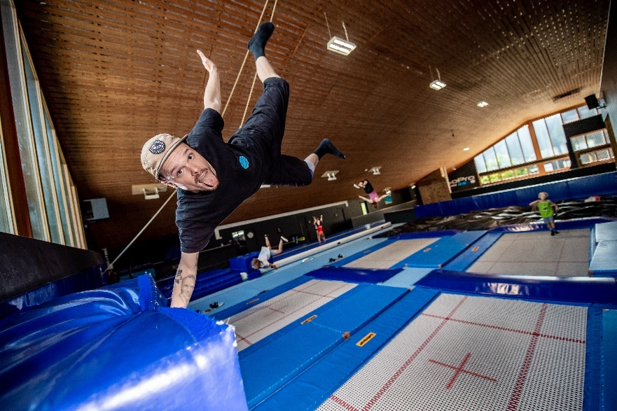 Trampolines inside LAAX's old Freestyle Academy