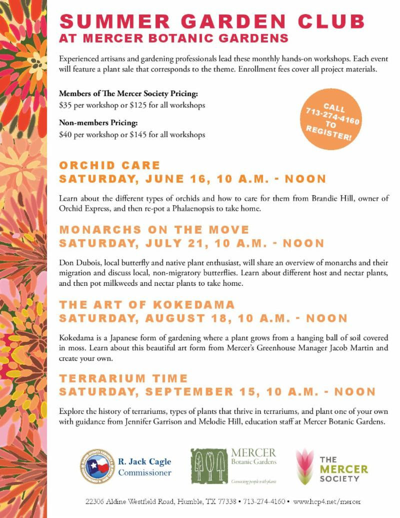 Summer Garden Club at Mercer Botanic Gardens @ Mercer Botanic Gardens Westside Arboretum | Humble | Texas | United States