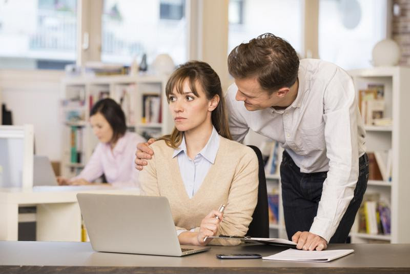 A supervisor touches an employee inappropritaely.