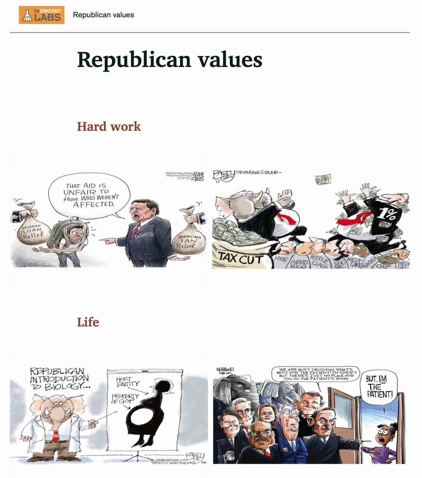 Republicans claim to stand for justice, patriotism and the rule of law. Animal Farm shows how do high minded principles get bastardized? Check this guide and decide for yourself.