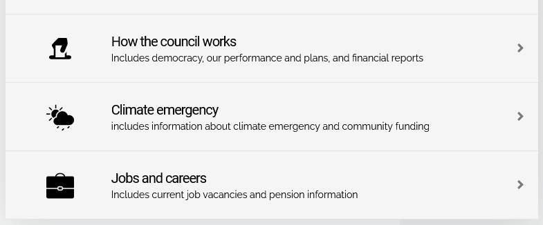 Screenshot of Somerset County Council main menu