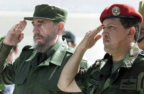 Hugo Chávez y Fidel Castro