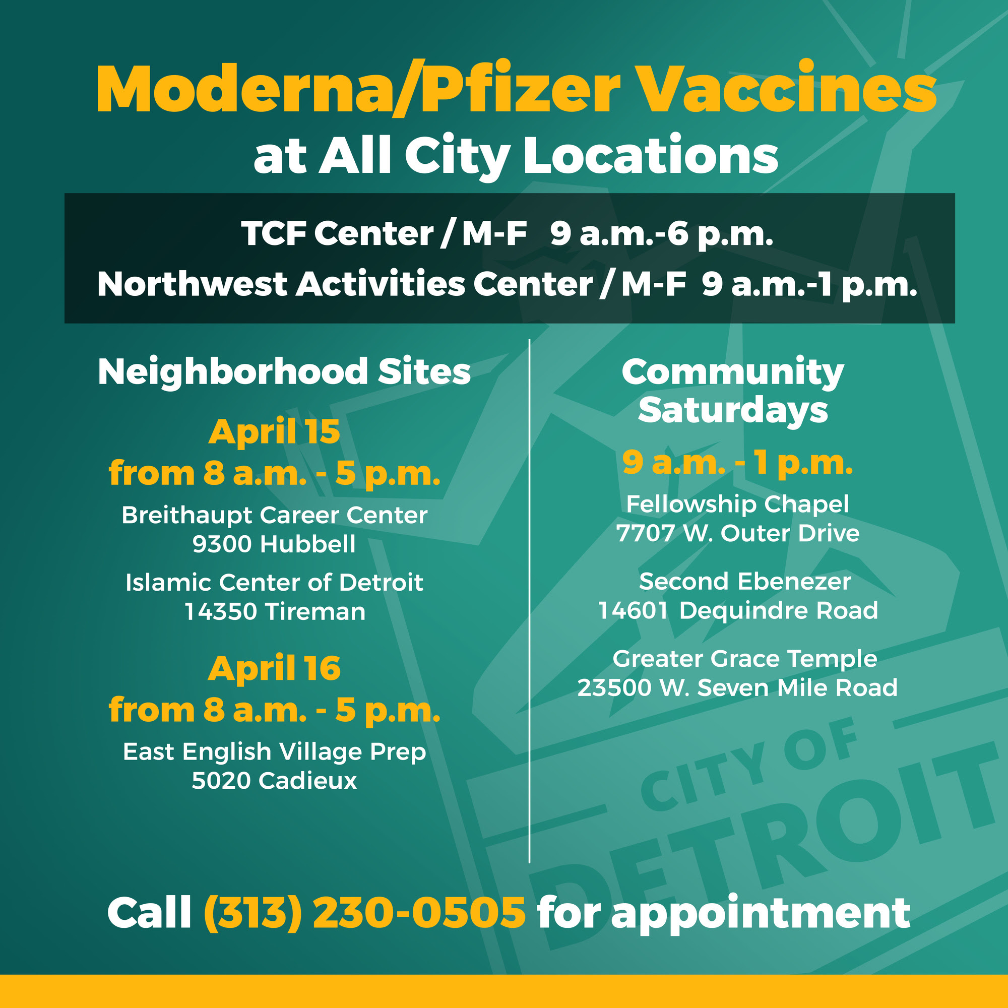 COVID-19 Vaccine Locations 4.14.21