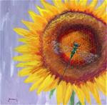 ORIGINAL PAINTING OF DRAGON FLY ON SUNFLOWER - Posted on Tuesday, April 7, 2015 by Sue Furrow