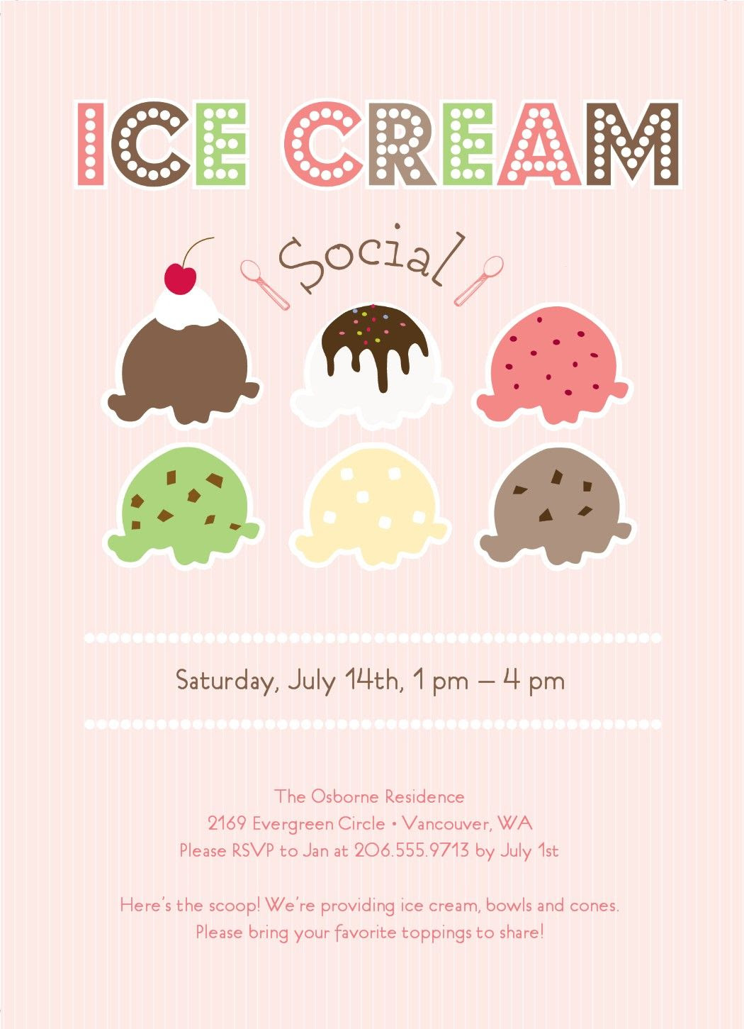 Printable Ice Cream Social Flyer Ice cream social invitations, Ice