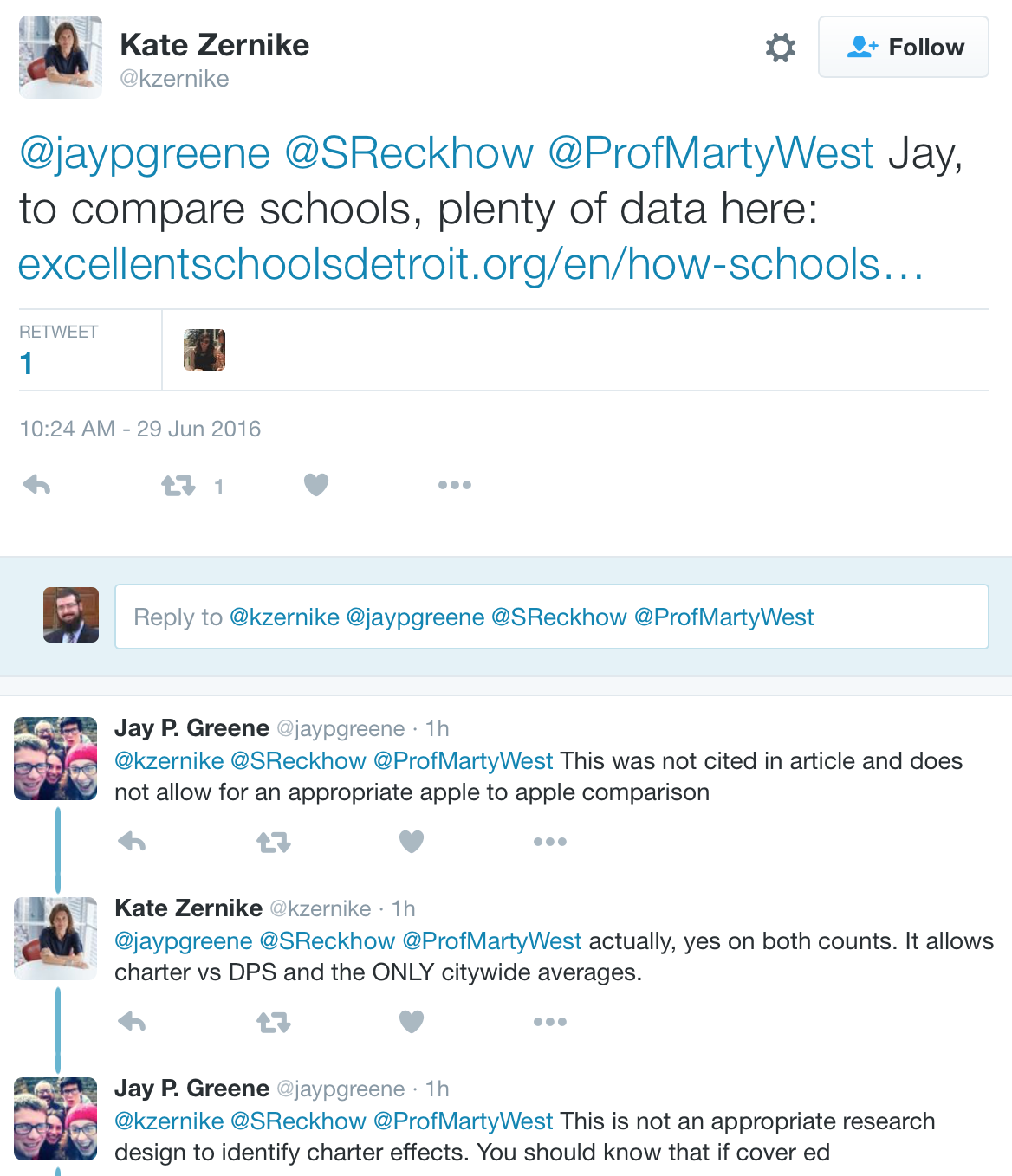 Twitter exchange over NYT's misleading reporting on charter schools