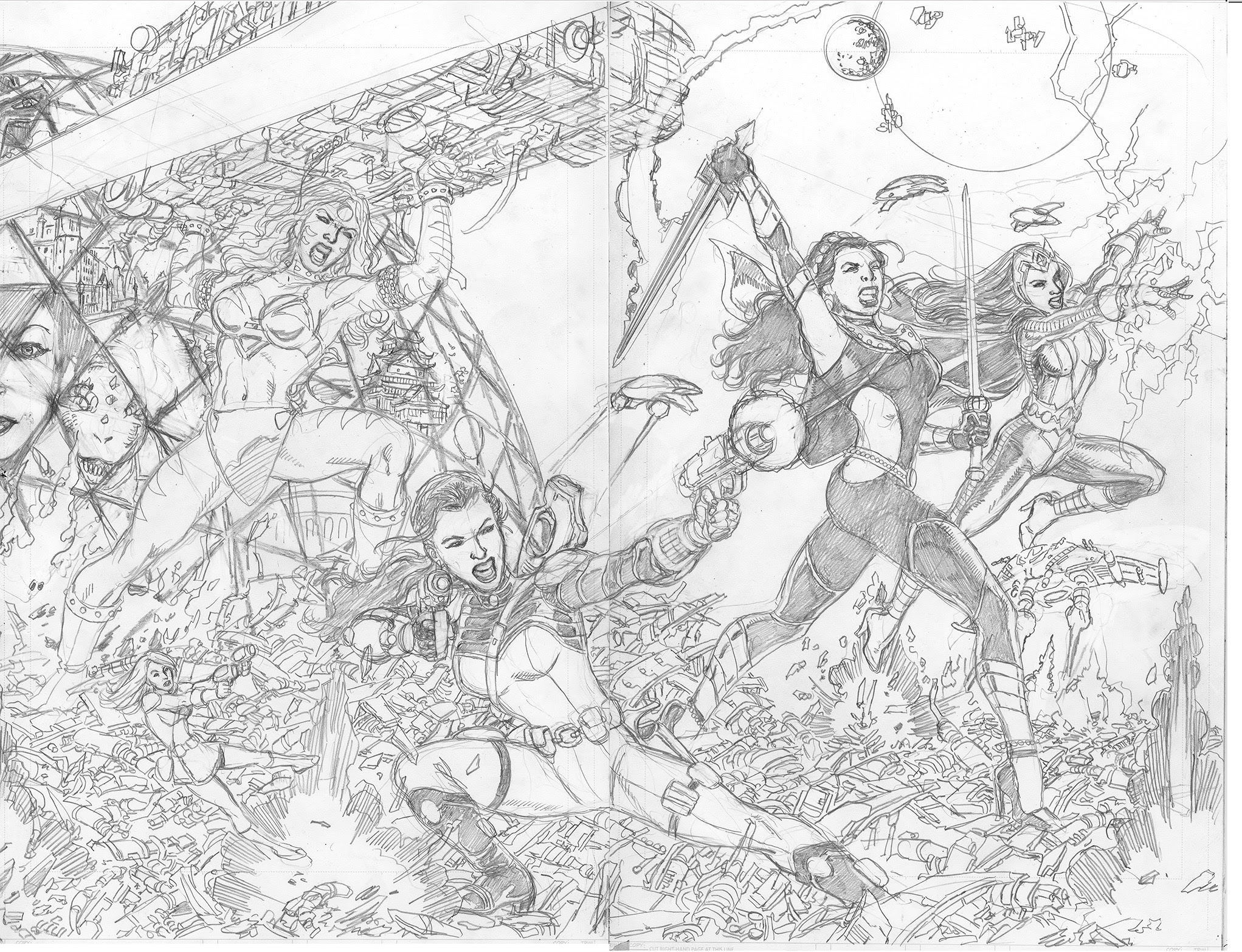 GEORGE PÉREZ'S SIRENS #1 Pencils Right-Side Cover C by George Pérez