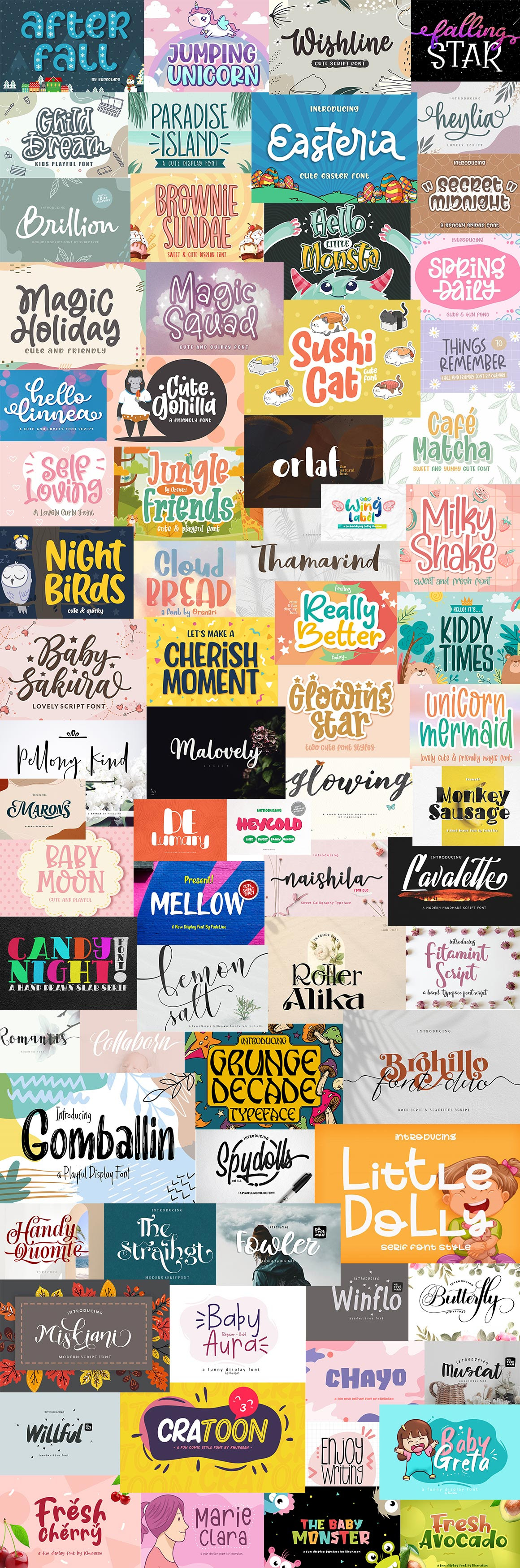 A Sneak Peek Into The Adorably Cute Fonts Collection bundle