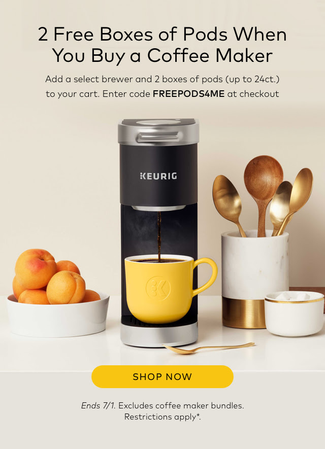 2 free boxes of pods with select coffee maker purchases