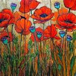 Floral Painting Poppy Flower Art "Poppy Garden 4" by Colorado Mixed Media Artist Carol Nelson - Posted on Wednesday, April 15, 2015 by Carol. Nelson