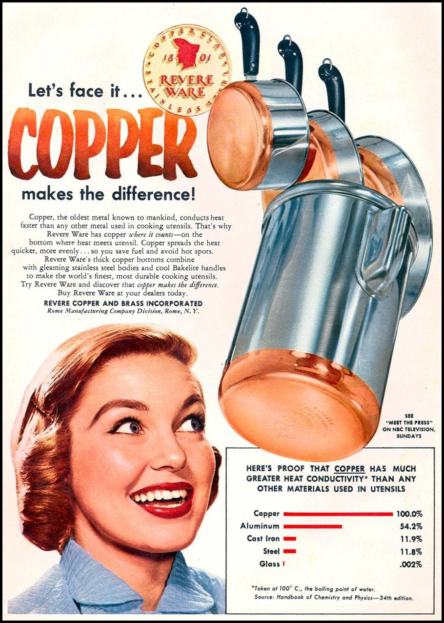 REVERE WARE COOKWARE
WOMAN'S DAY
02/01/1954
p. 19 REVERE WARE COOKWARE
WOMAN'S DAY
02/01/1954
p. 19