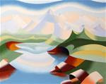 Mark Webster - Abstract Geometric Mountain River Landscape Oil Painting - Posted on Thursday, November 27, 2014 by Mark Webster