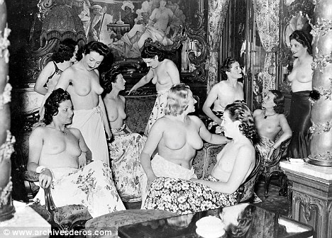 Call me madam: Women at a 'closed house' club in Paris. Such brothels flourished under Nazi patronage