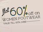Get flat 60% off on women footwear
