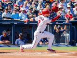 Washington Nationals shortstop Trea Turner swings during a spring training game against the Houston Astros on Sunday, Feb. 23, 2020 in West Palm Beach, Florida. (Photo by All-Pro Reels)