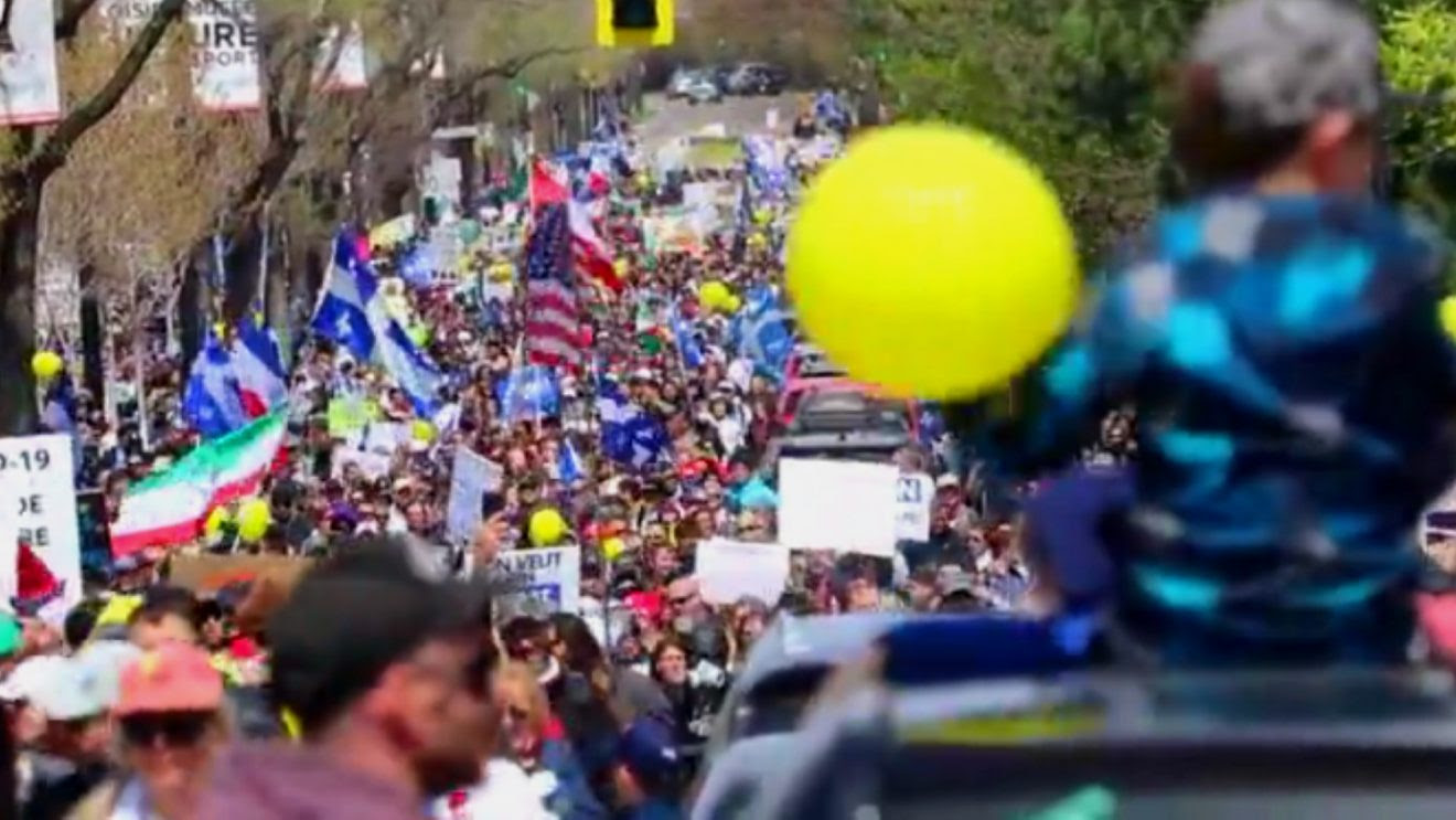 Estimated 100,000 Montreal Protesters Rail Against Quebec Lockdown, Clamour for Premier to Resign Protest5-1320x743