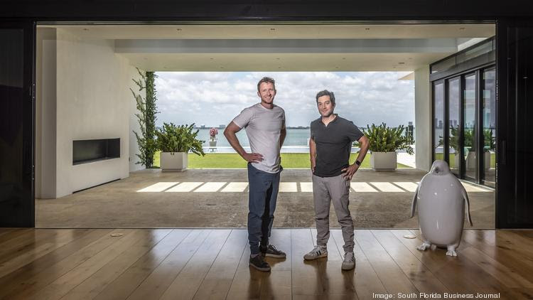 Edward Lando and Jon Oringer, founders of Pareto Holdings, at Oringer's home in Miami Beach.