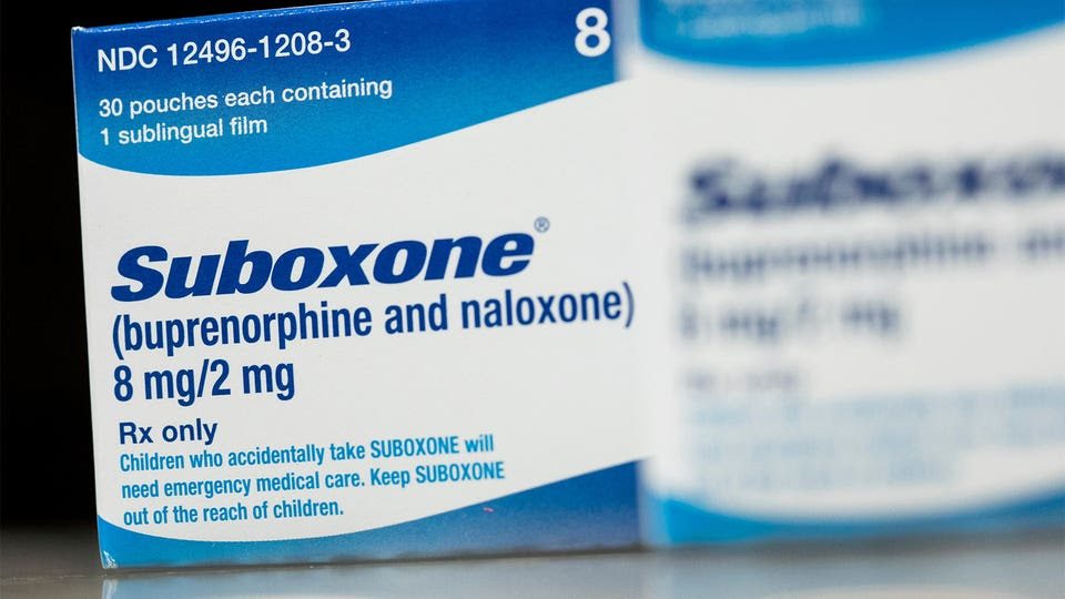 A photo of two boxes of Suboxone.