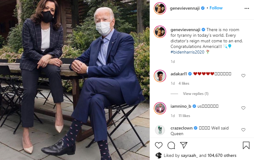 Every dictator?s reign must come to an end - Genevieve Nnaji says in reaction to Trump