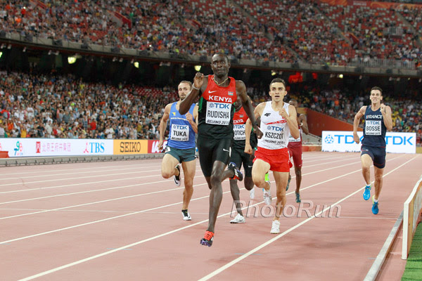 David Rudisha nearing the finish line
