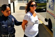 Jewish Voice for Peace member arrested for participating in a sit-in at the Los Angeles office of Sen. Dianne Feinstein (D-CA) for supporting military sales to Israel. Aug. 18, 2014