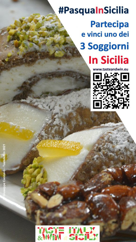 Pasqua in Sicilia - nella foto dei cannoli siciliani fatti con una cialda ripiena di ricotta con pezzetti di frutta sopra