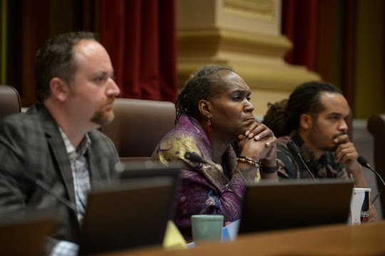 Council Members Fletcher, Jenkins, and Ellison at a Public Safety Committee hearing in 2018